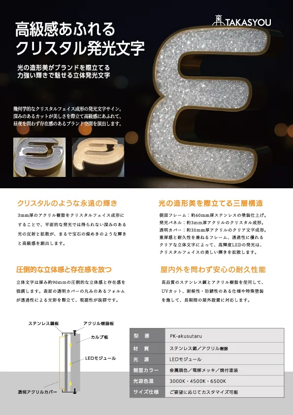 クリスタル発光文字の掲載イメージ
