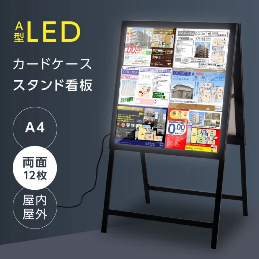 LEDカードケース看板 A型 A4 2列3段 両面の掲載イメージ