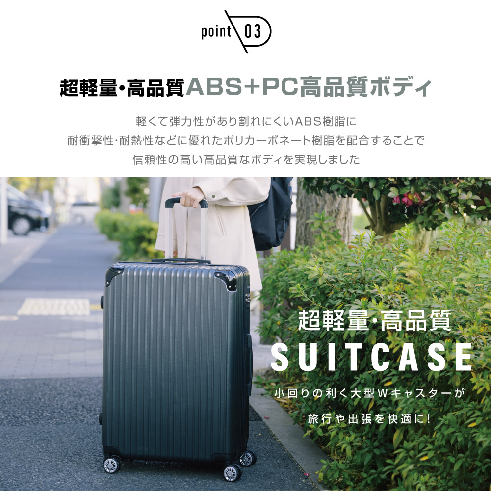 スーツケース Mサイズ 60L  5-6日用 キャリーバッグ 旅行 出張 バッグ